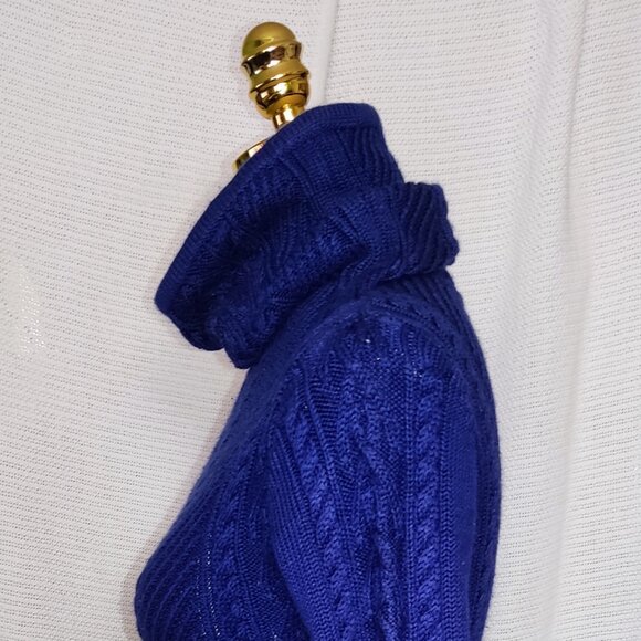 Blue cable knit sweater mini dress - Picture 6 of 14